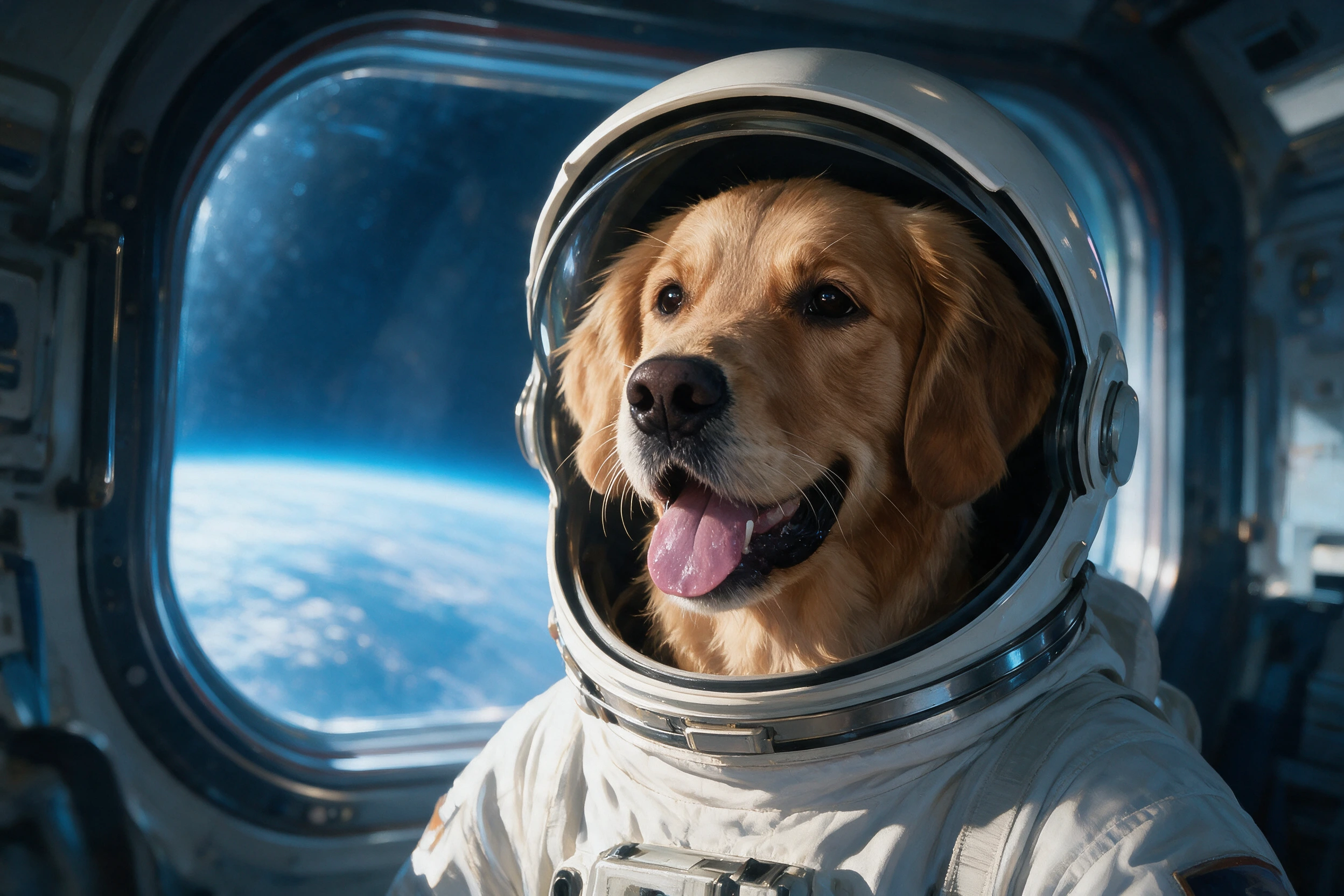 Haustier-Portrait im Stil Astronaut, gedruckt auf einer Futtermatte