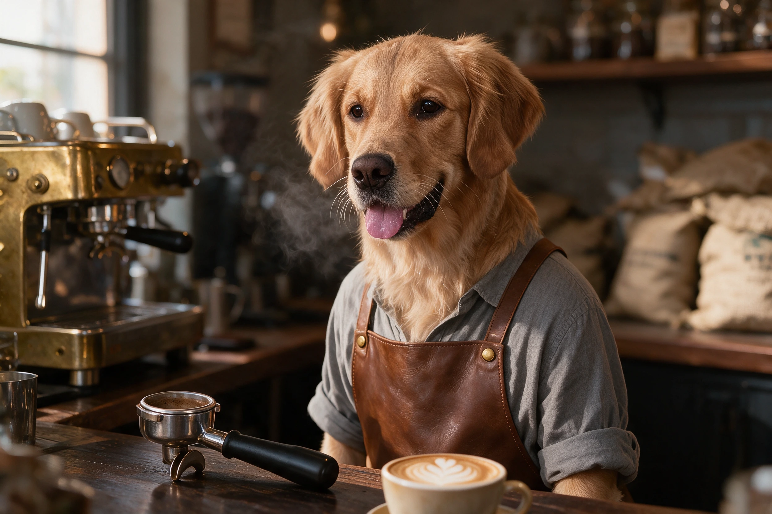 Haustier-Portrait im Stil Barista, gedruckt auf einer Futtermatte