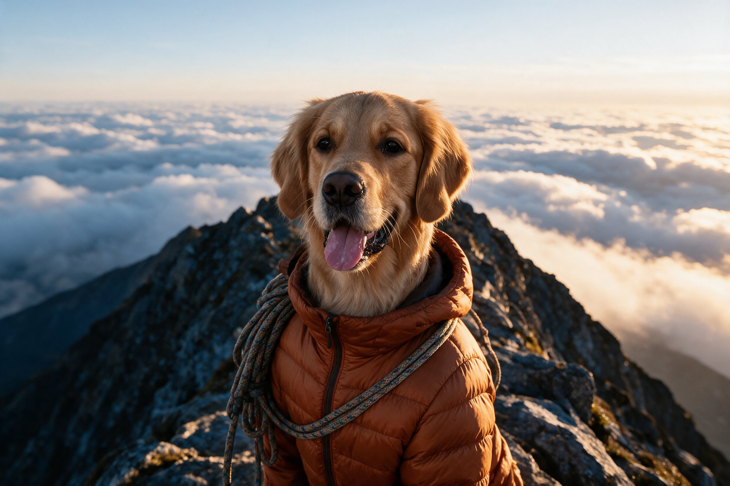 Haustier-Portrait im Stil Bergsteigen, gedruckt auf einer Futtermatte