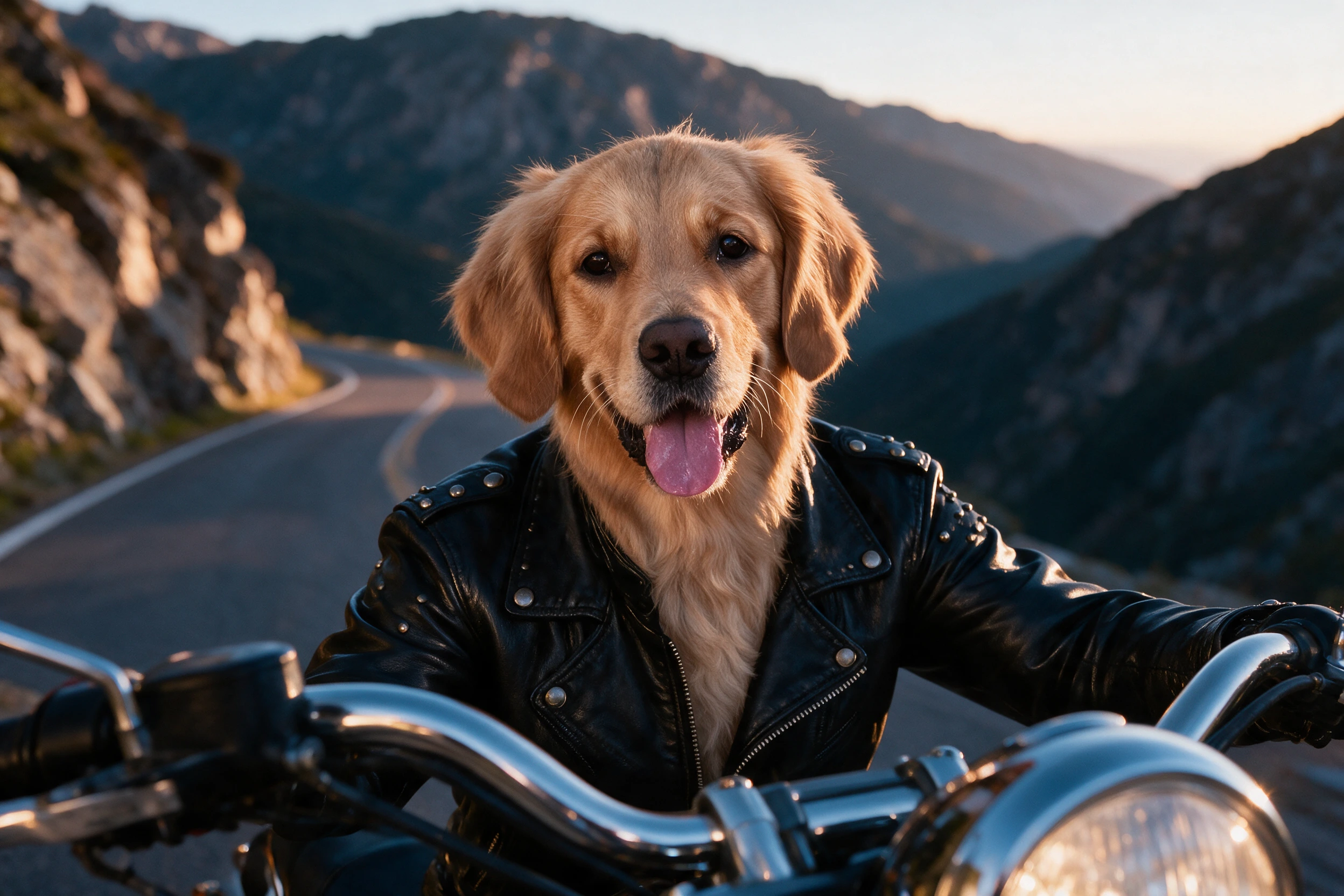 Haustier-Portrait im Stil Biker, gedruckt auf einer Futtermatte