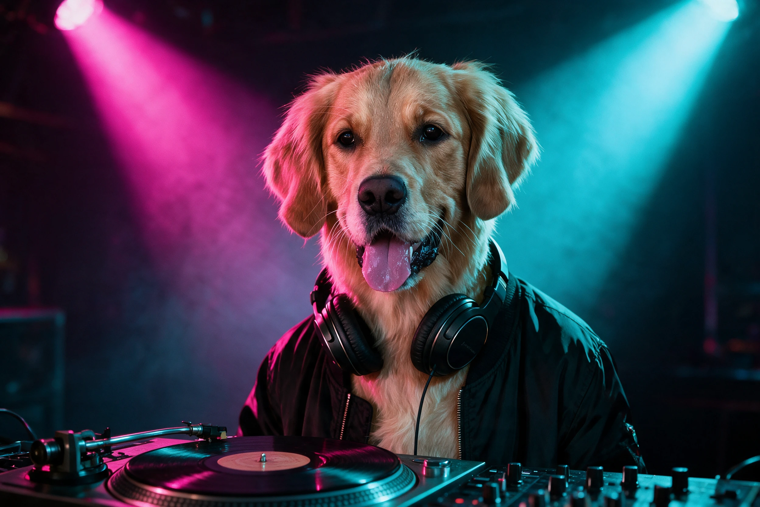 Haustier-Portrait im Stil DJ, gedruckt auf einer Futtermatte