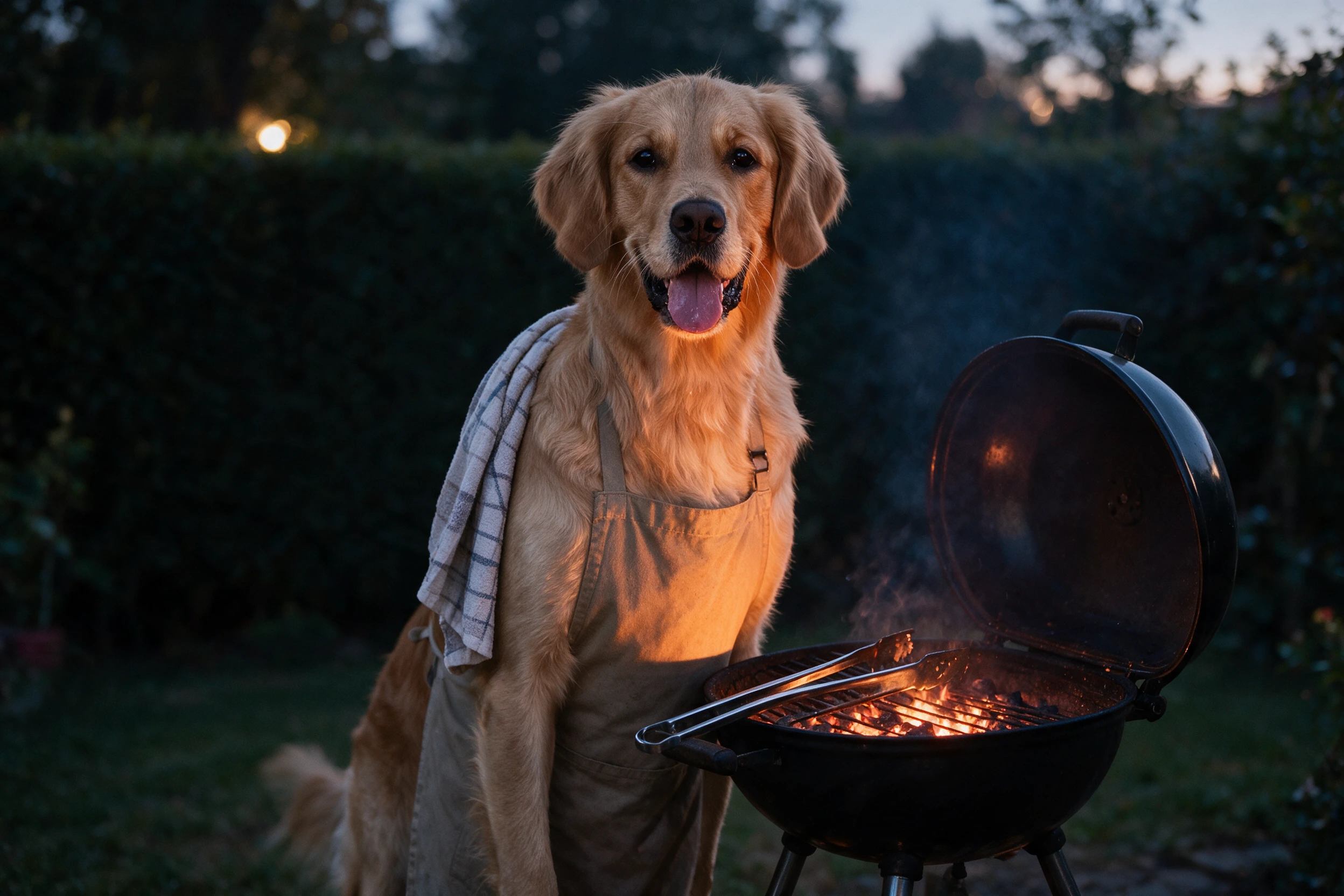 Haustier-Portrait im Stil Grillmeister, gedruckt auf einer Futtermatte