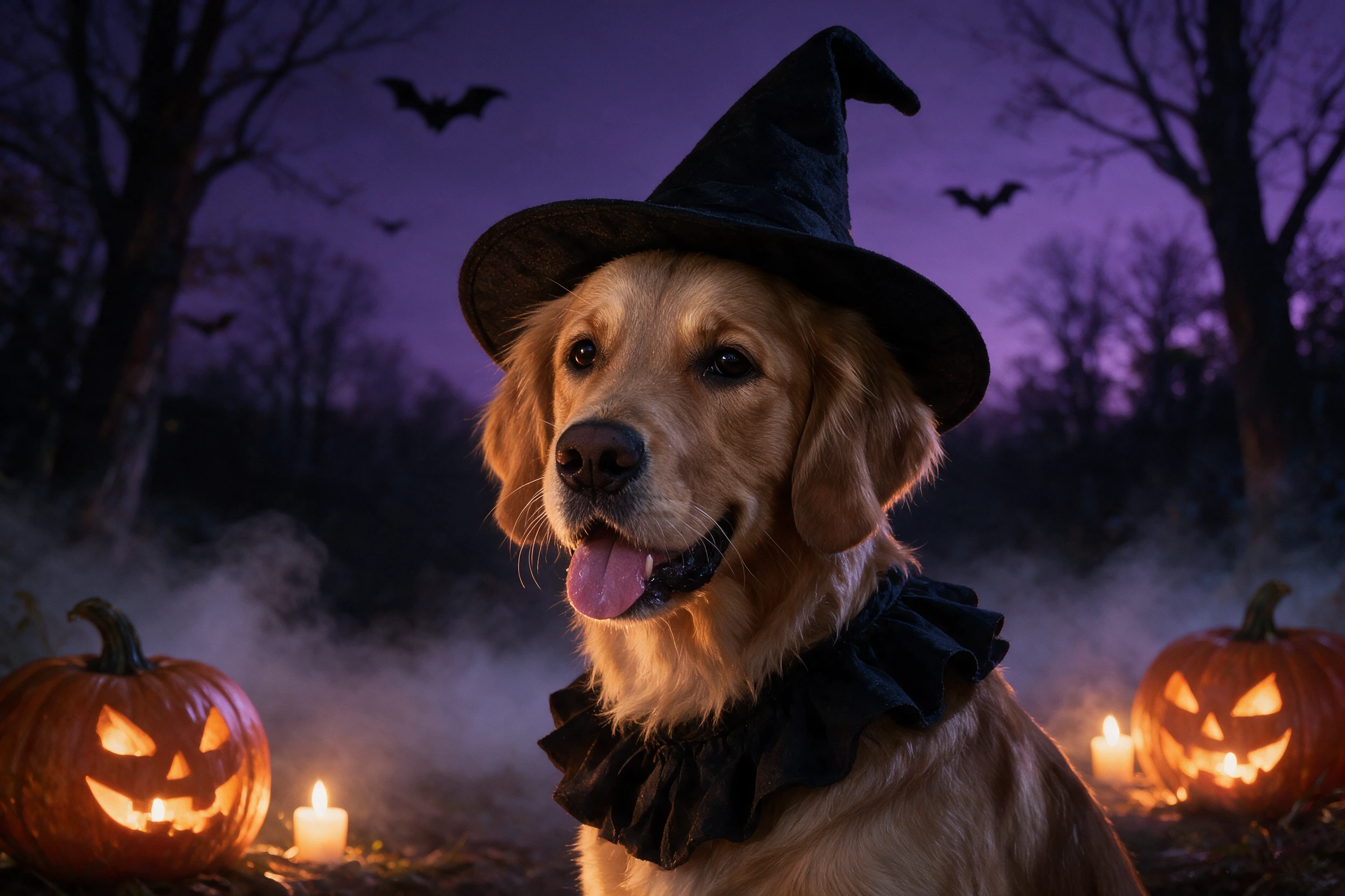 Haustier-Portrait im Stil Halloween, gedruckt auf einer Futtermatte