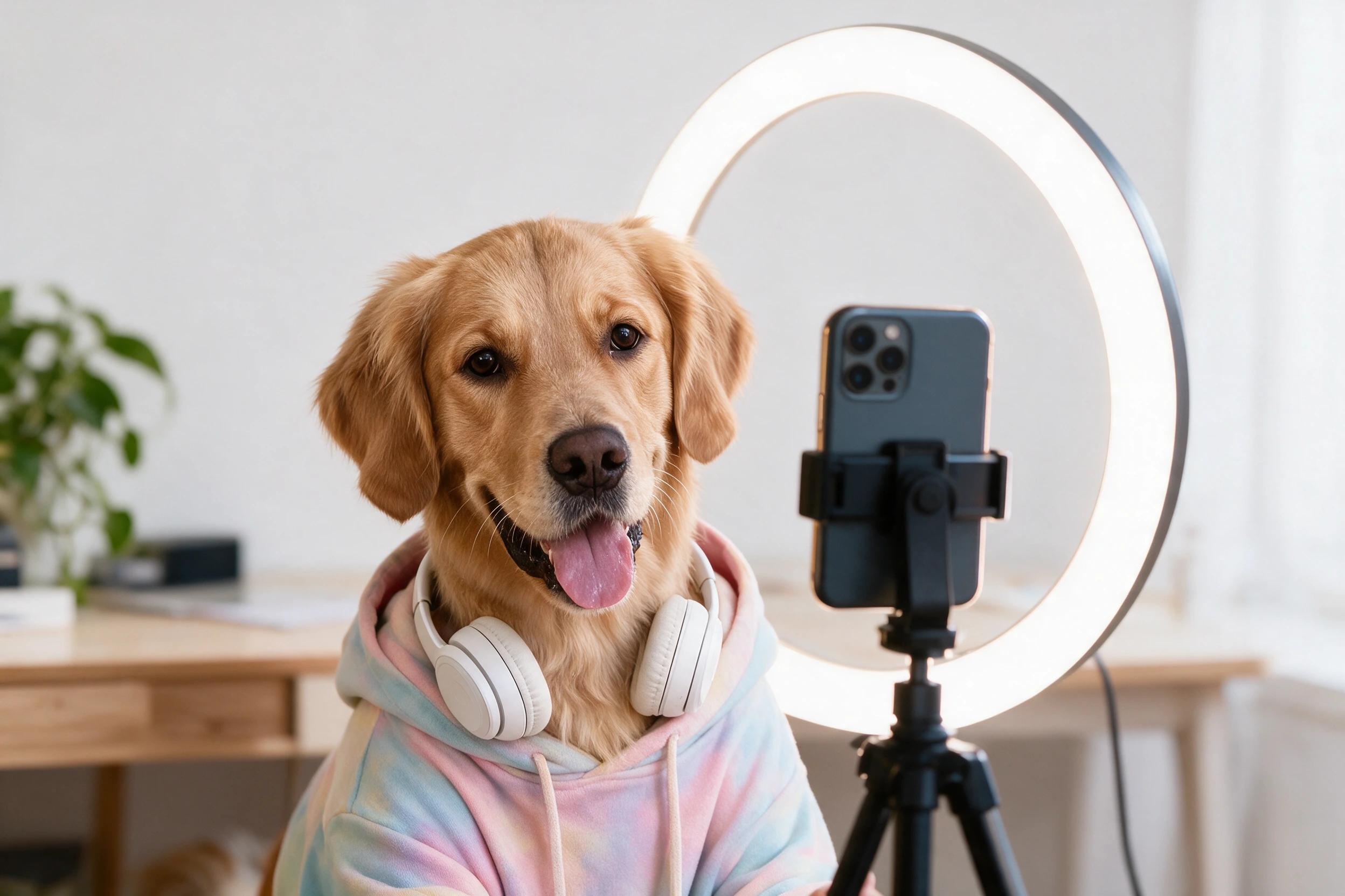 Haustier-Portrait im Stil Influencer, gedruckt auf einer Futtermatte