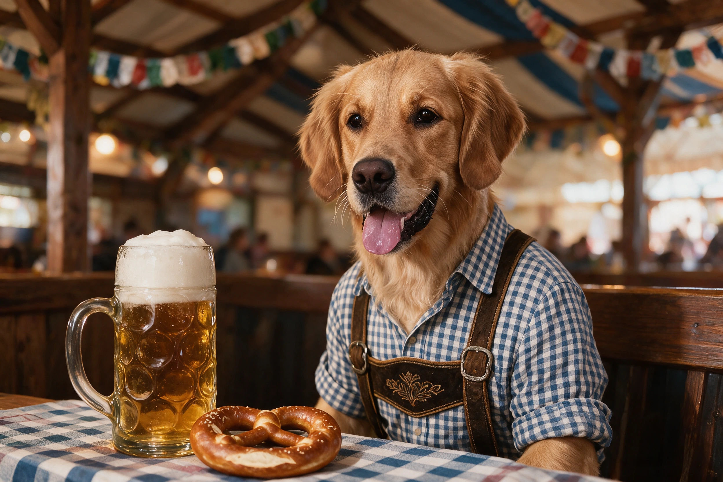 Haustier-Portrait im Stil Oktoberfest, gedruckt auf einer Futtermatte