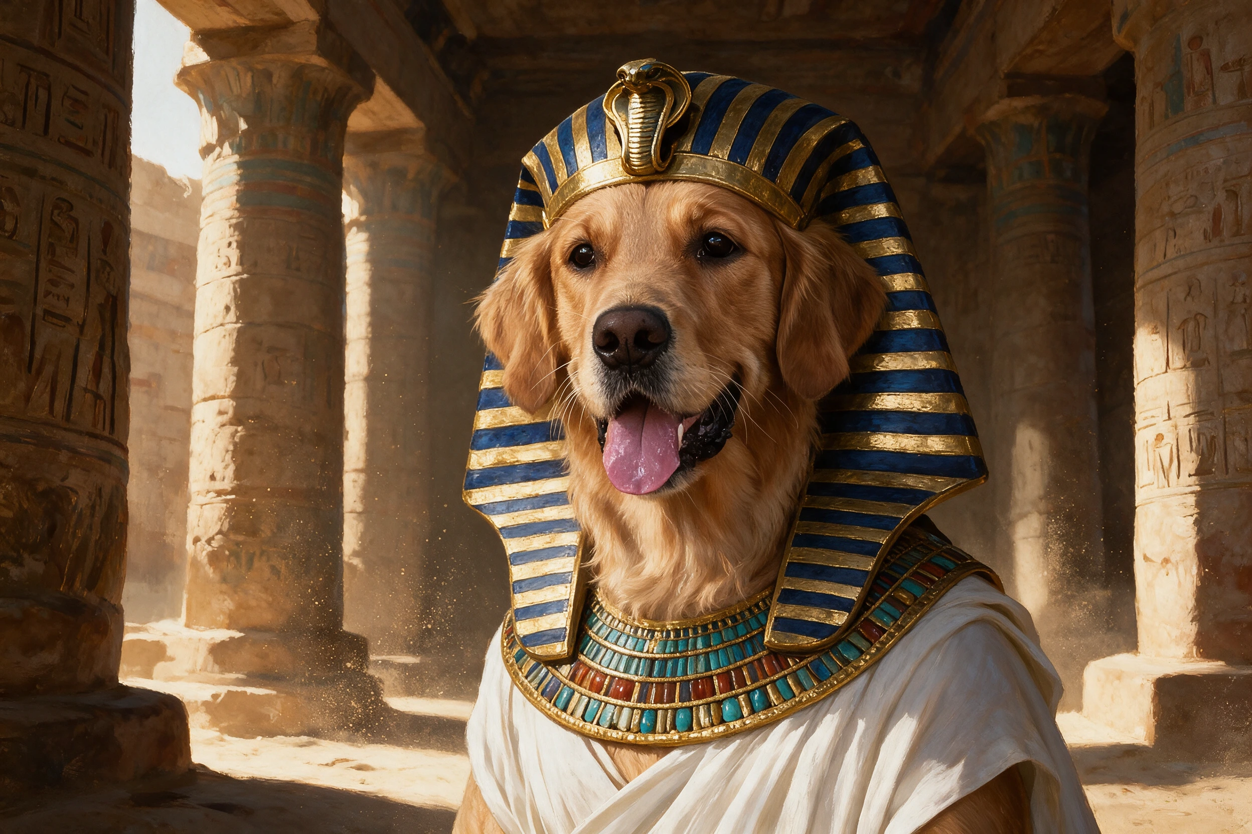 Haustier-Portrait im Stil Pharao, gedruckt auf einer Futtermatte