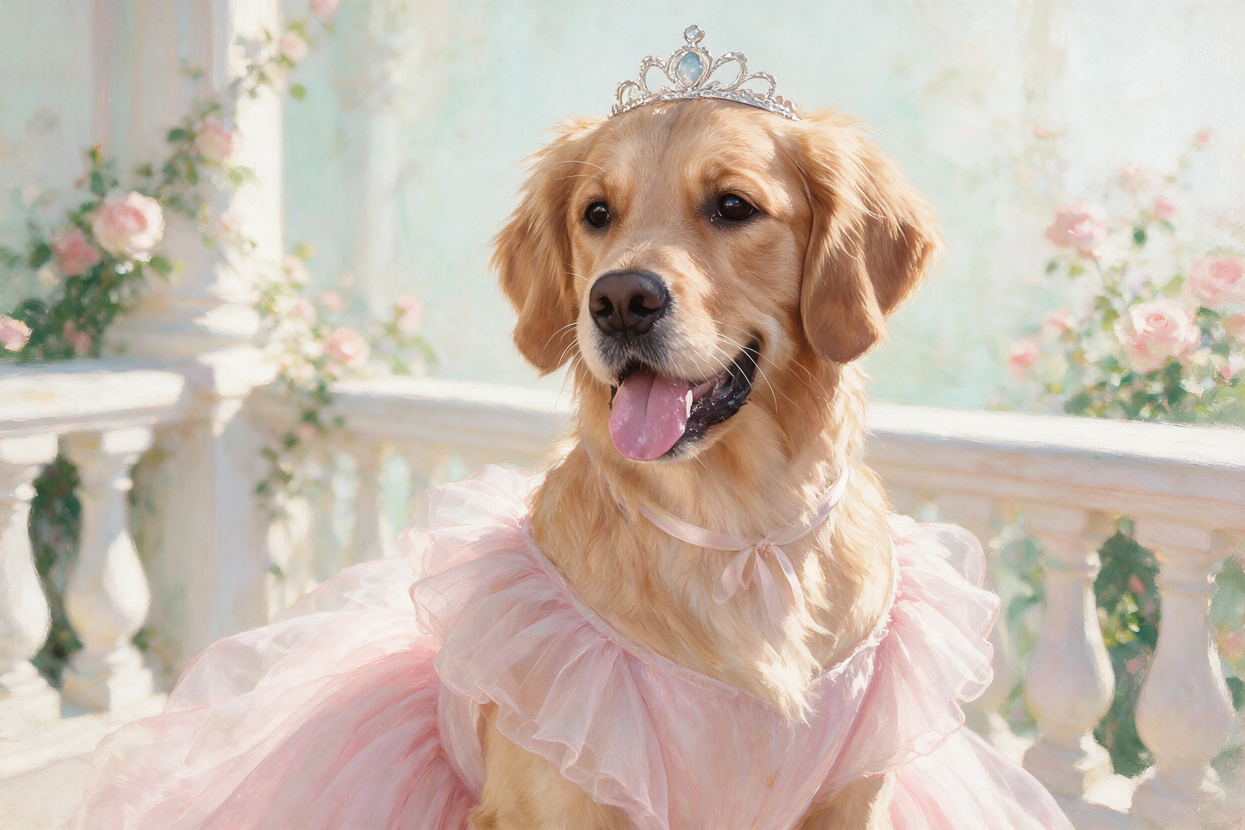 Haustier-Portrait im Stil Prinzessin, gedruckt auf einer Futtermatte