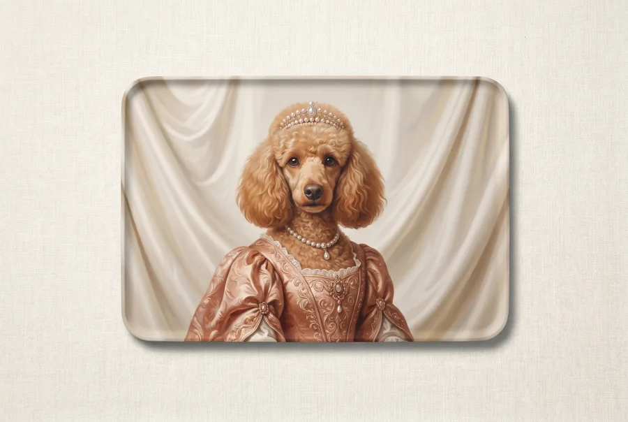 Pudel als Königin, royales Portrait auf der Futtermatte