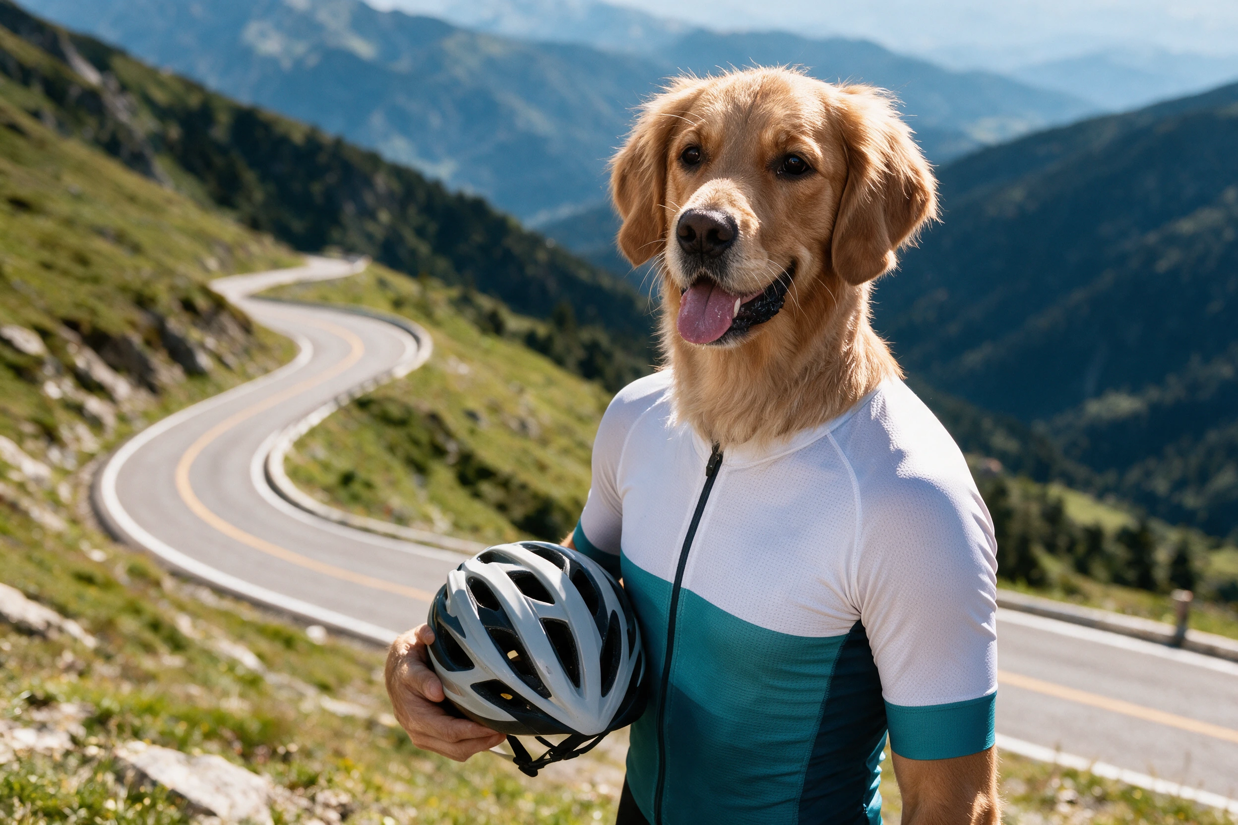 Haustier-Portrait im Stil Radfahren, gedruckt auf einer Futtermatte