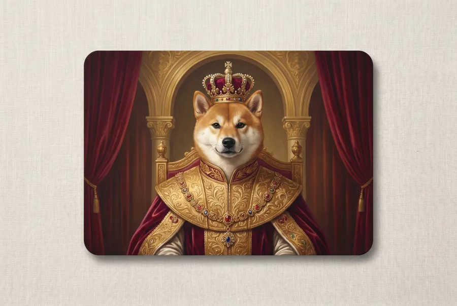 Shiba Inu als Kaiser, royales Portrait auf der Futtermatte