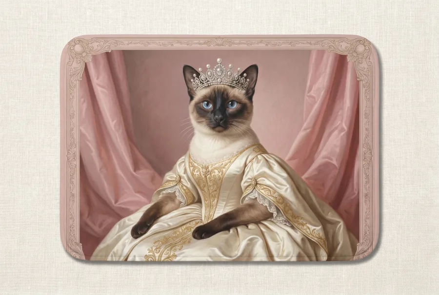 Siamkatze als Königin, royales Portrait auf der Futtermatte